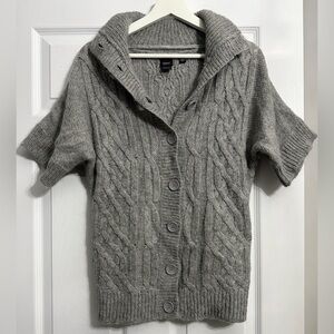 Esprit Collection Gray Cable Knit Short Sleeve Sweater